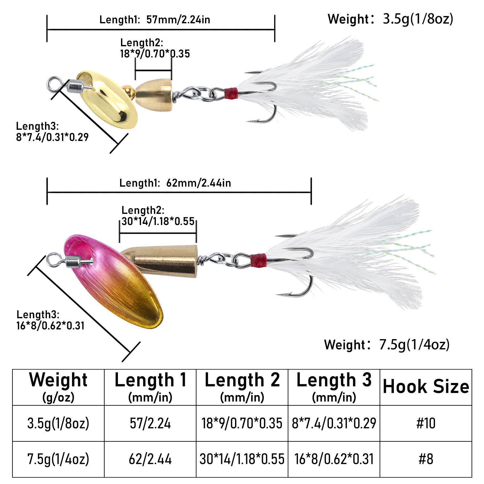 3pcs 낚시 인라인 스피너 송어 스피너 3.5g 7. - Fishing Lure Spinnerbait 리뷰 및 가격