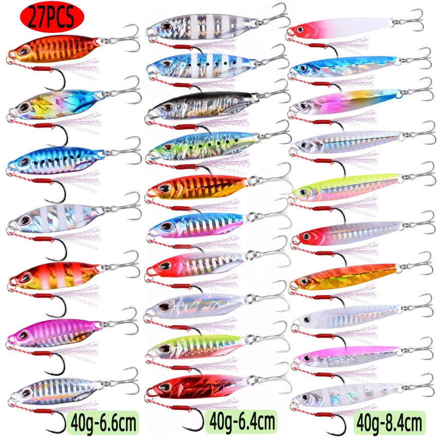 27PCS 믹스 금속 지그 낚시 미끼 세트 50g40g - Fishing Lure Spinnerbait 리뷰 및 가격